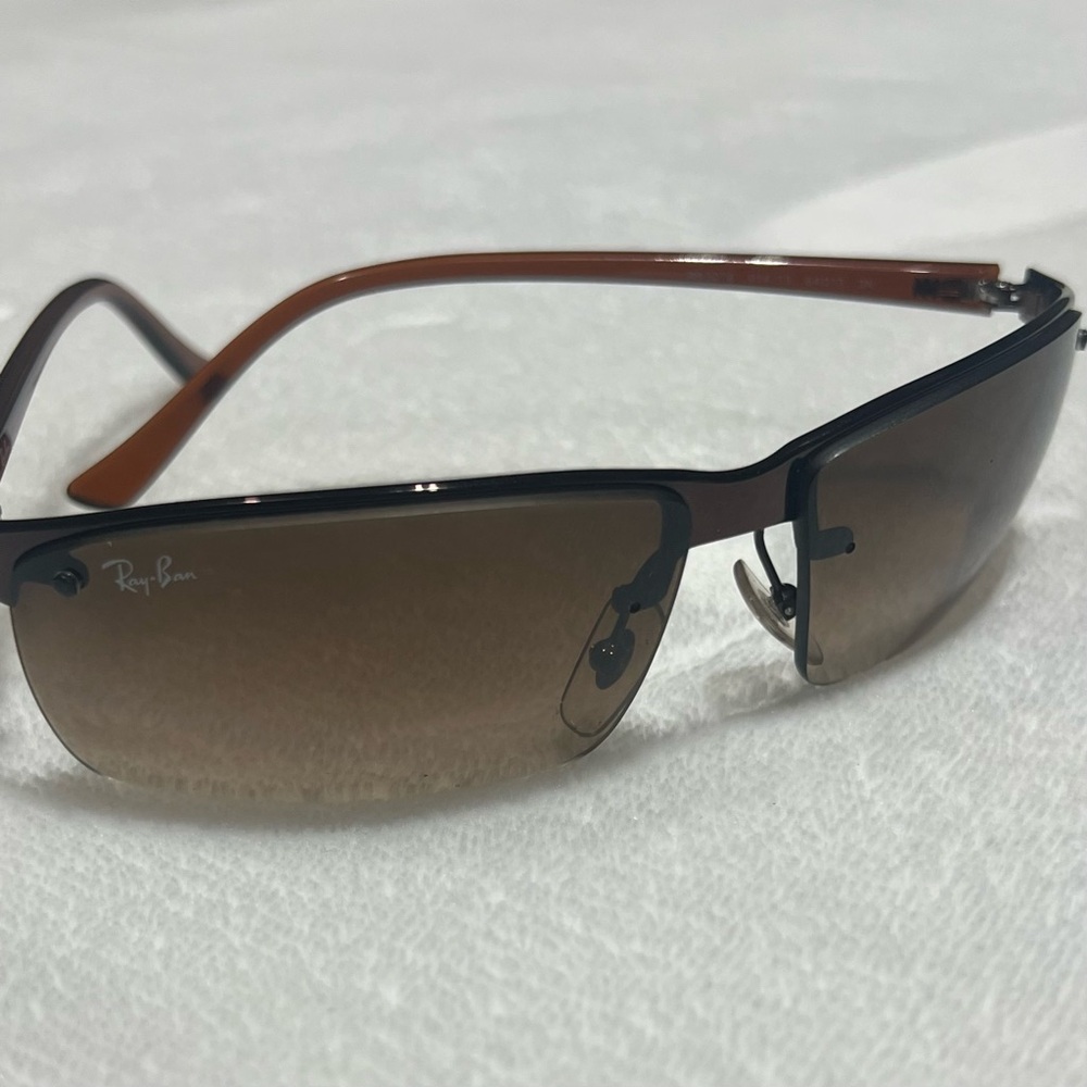 Ray-Ban RB3276 Sunglasses Highstreet Rectangle Bronze Brown 014/13 Rimless